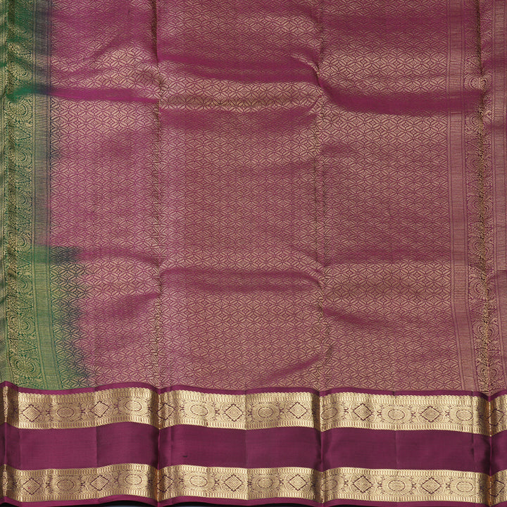 Hayagrivas Handloom Bottle Green Kanjivaram Silk Saree with Purple Border KBF465F16-2