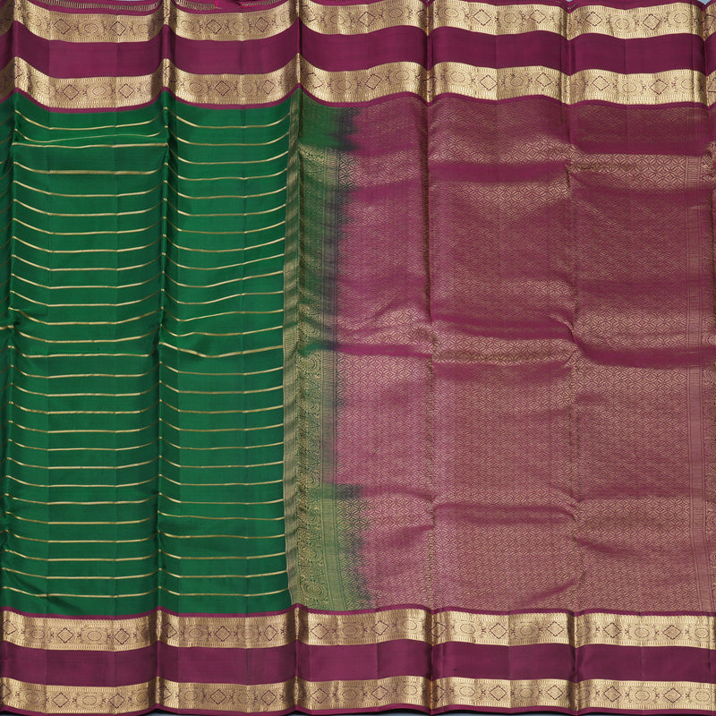 Hayagrivas Handloom Bottle Green Kanjivaram Silk Saree with Purple Border KBF465F16-2