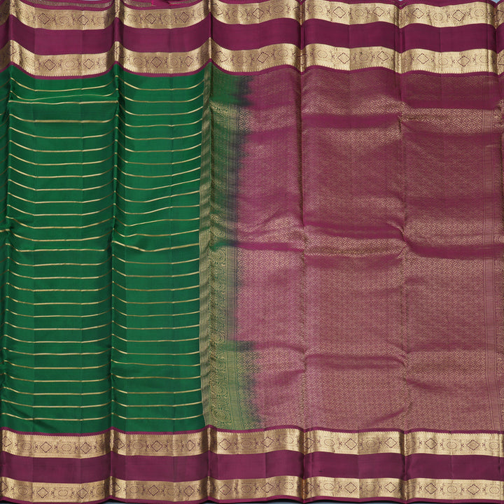 Hayagrivas Handloom Bottle Green Kanjivaram Silk Saree with Purple Border KBF465F16-2