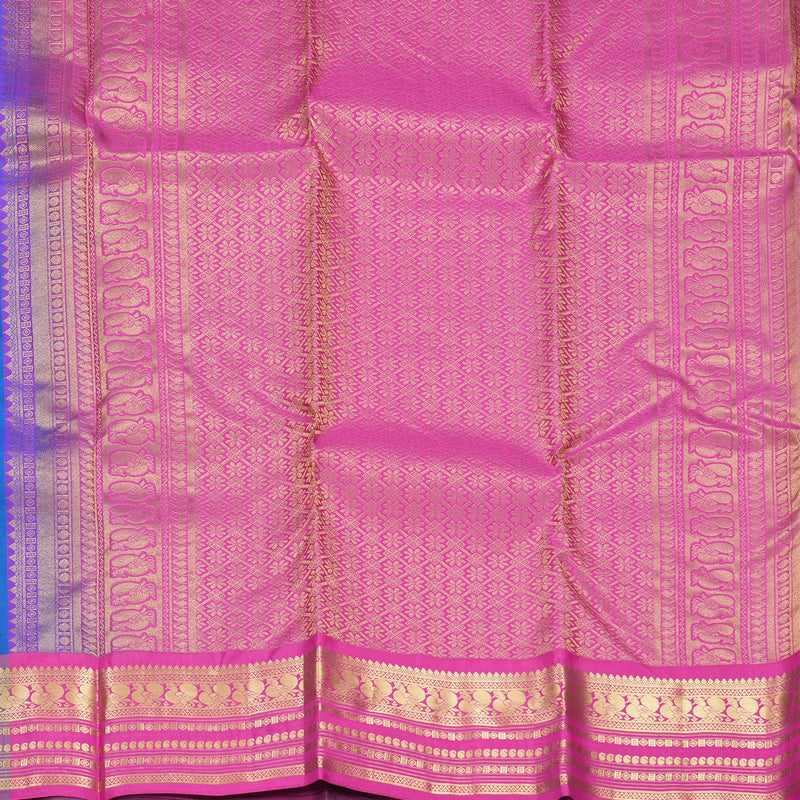 Hayagrivas Handloom Mayilkazhuthu Kanjivaram Silk Saree with Purple (Shot Colour) Border KBF465F5-3