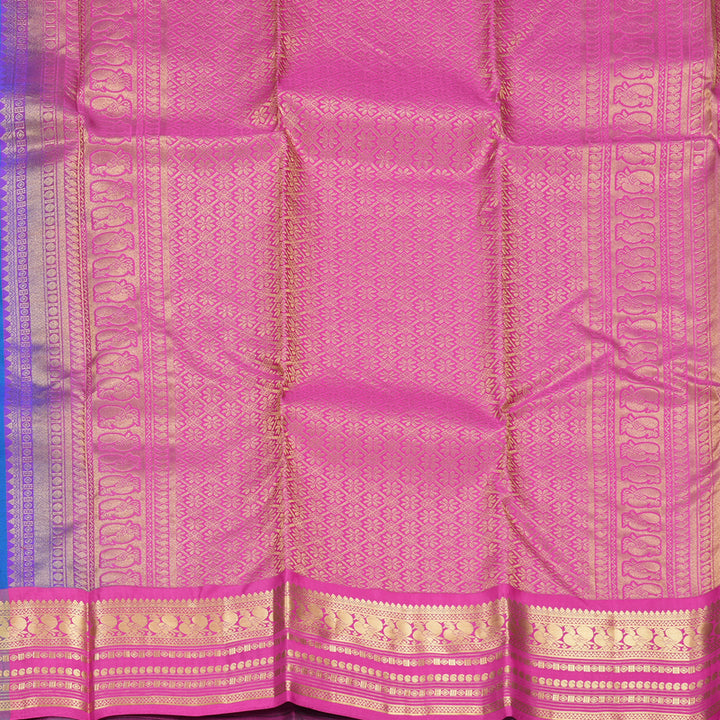 Hayagrivas Handloom Mayilkazhuthu Kanjivaram Silk Saree with Purple (Shot Colour) Border KBF465F5-3