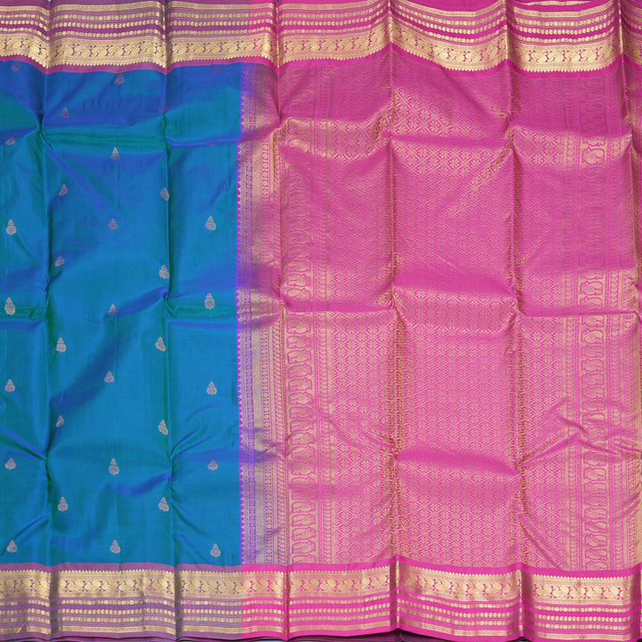 Hayagrivas Handloom Mayilkazhuthu Kanjivaram Silk Saree with Purple (Shot Colour) Border KBF465F5-3