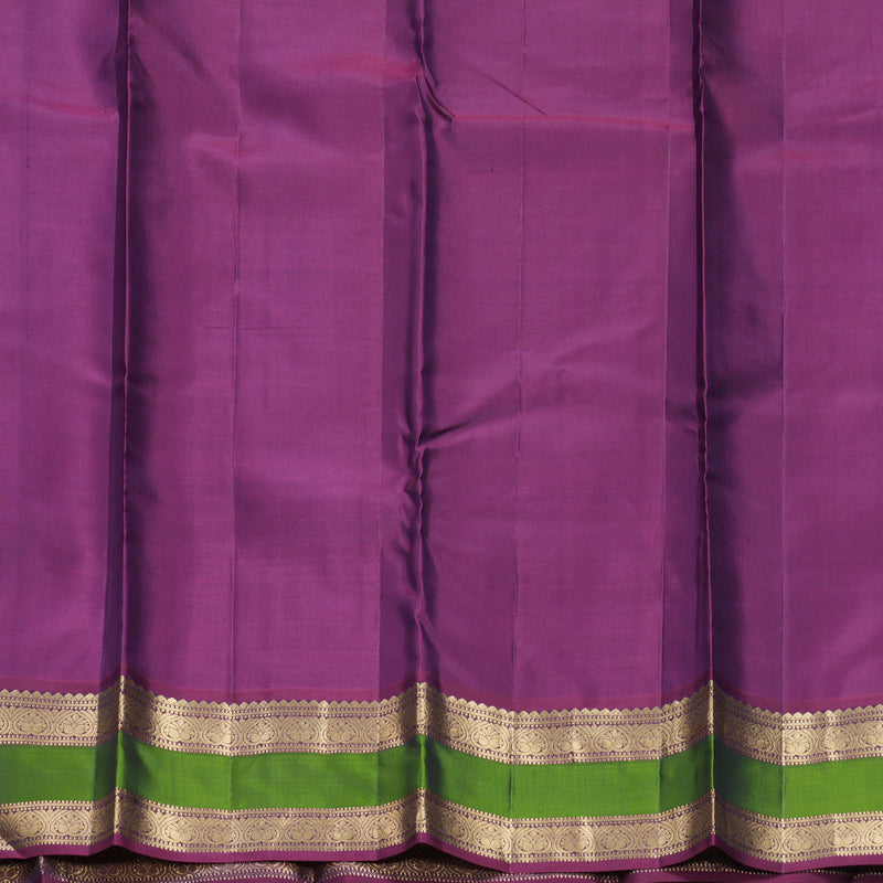 Hayagrivas Handloom Cyan Blue Kanjivaram Silk Saree with Purple Border KBF465F9-1