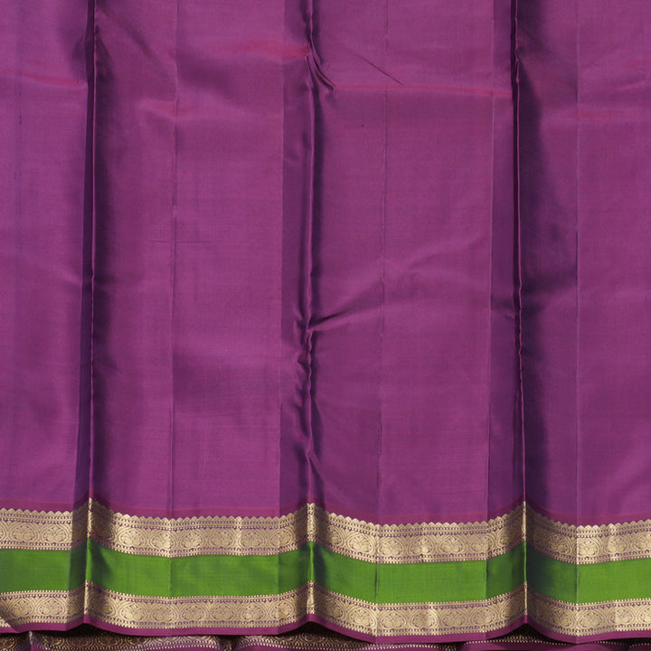 Hayagrivas Handloom Cyan Blue Kanjivaram Silk Saree with Purple Border KBF465F9-1