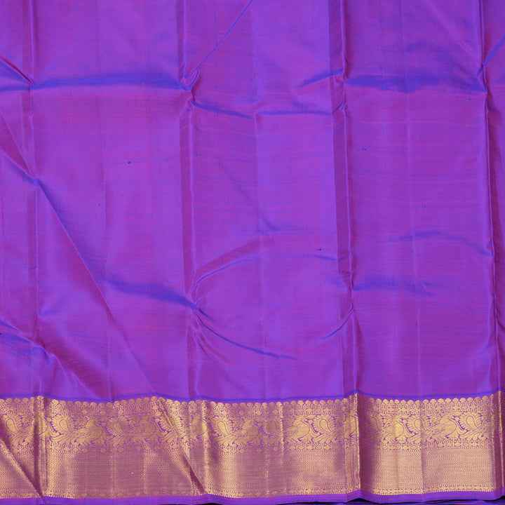 Hayagrivas Handloom Fluorescent Green Kanjivaram Silk Saree with Purple Border KBF466F8-4