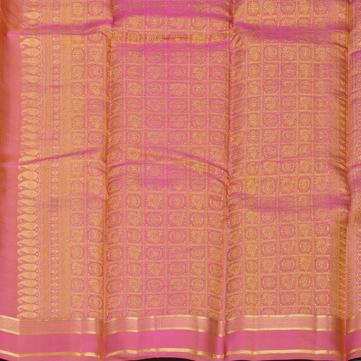 Hayagrivas Handloom Yellow Kanjivaram Silk Saree with Rose Pink Border KBF467F1-15