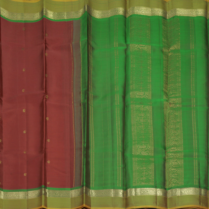 Hayagrivas Handloom Maroon Kanjivaram Silk Saree with Manthalir Green Border KBF467F2-3