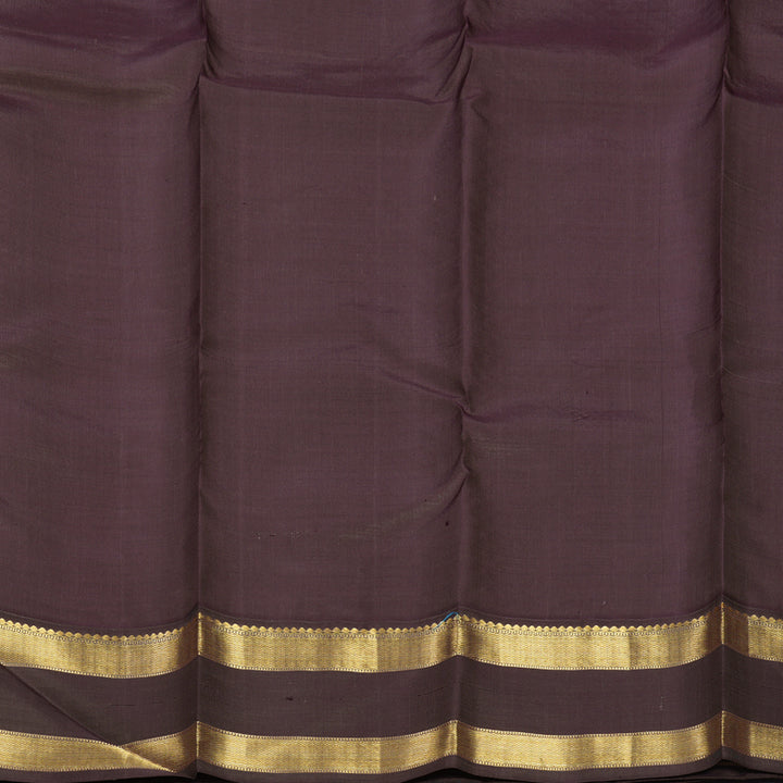 Hayagrivas Handloom Greige Kanjivaram Silk Saree with Grey Border KBF467F6-7