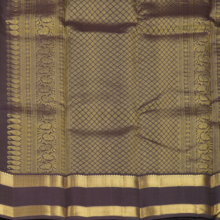 Hayagrivas Handloom Greige Kanjivaram Silk Saree with Grey Border KBF467F6-7