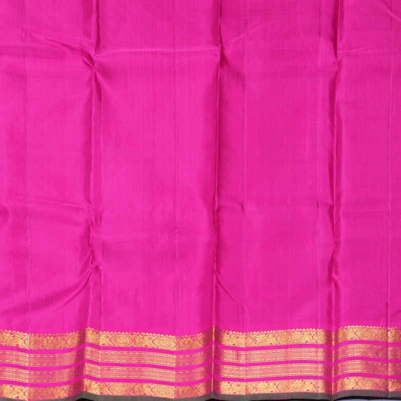 Hayagrivas Handloom Brinjal Purple Kanjivaram Silk Saree with Rani Pink Border KBF469F1-1