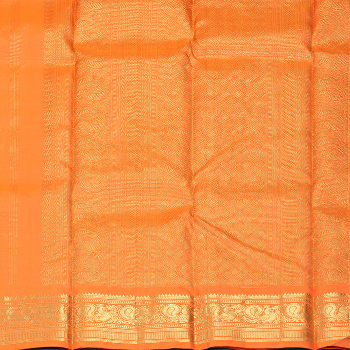 Hayagrivas Handloom Carrot Orange Kanjivaram Silk Saree KBF469F3-1