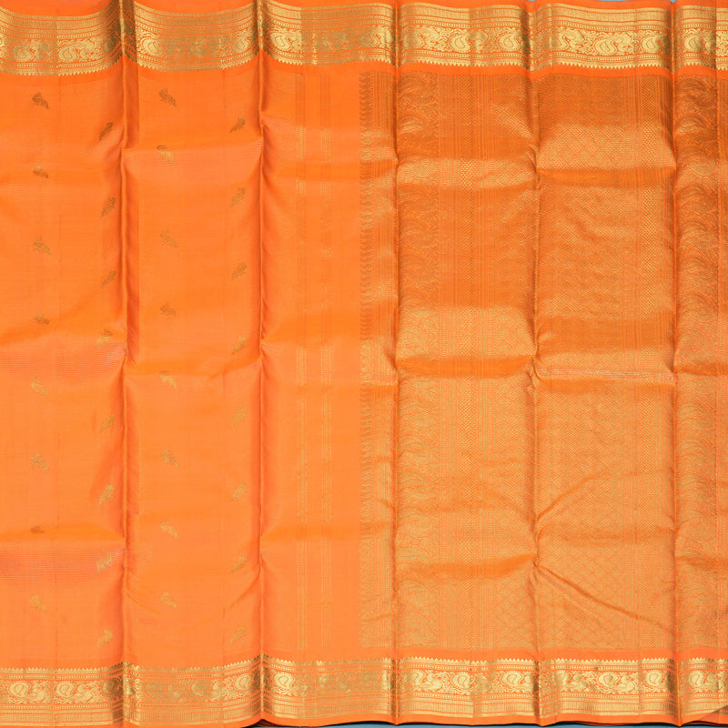 Hayagrivas Handloom Carrot Orange Kanjivaram Silk Saree KBF469F3-1