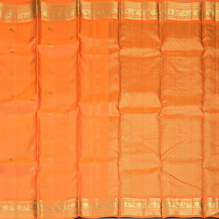 Hayagrivas Handloom Carrot Orange Kanjivaram Silk Saree KBF469F3-1
