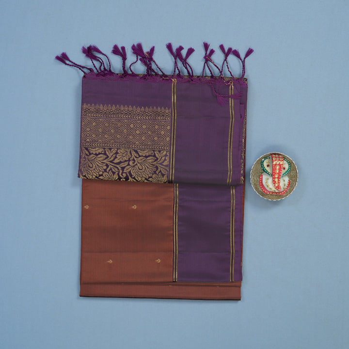Hayagrivas Rust Brown Handloom Soft Silk Saree KBF46D1-5