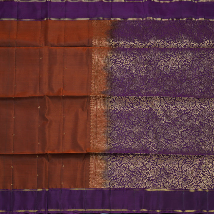 Hayagrivas Rust Brown Handloom Soft Silk Saree KBF46D1-5