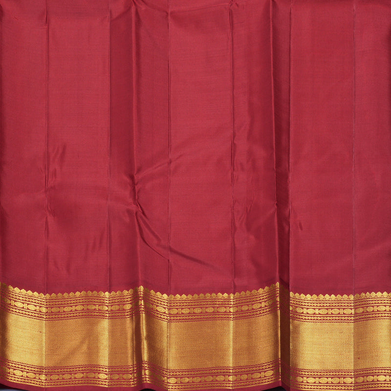 Hayagrivas Handloom Half-White Kanjivaram Silk Saree with Maroon Border KBF470F2-1