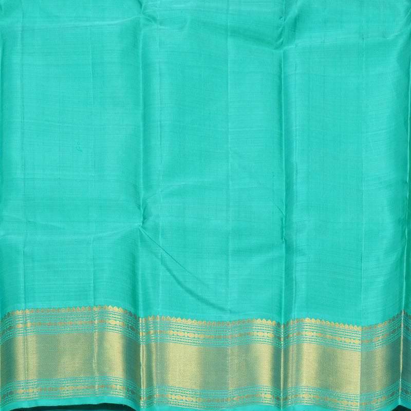 Hayagrivas Handloom Multicolour Checks Kanjivaram Silk Saree with Bright Teal Border KBF470F3-1