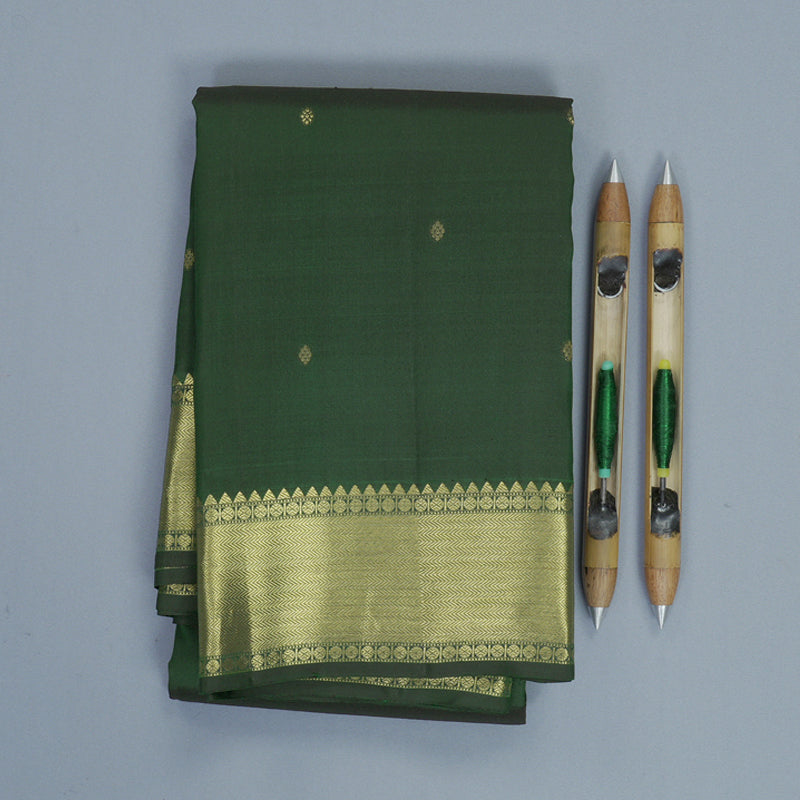 Hayagrivas Handloom Bottle Green Kanjivaram Silk Saree KBF472F1-6