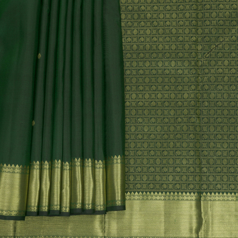 Hayagrivas Handloom Bottle Green Kanjivaram Silk Saree KBF472F1-6