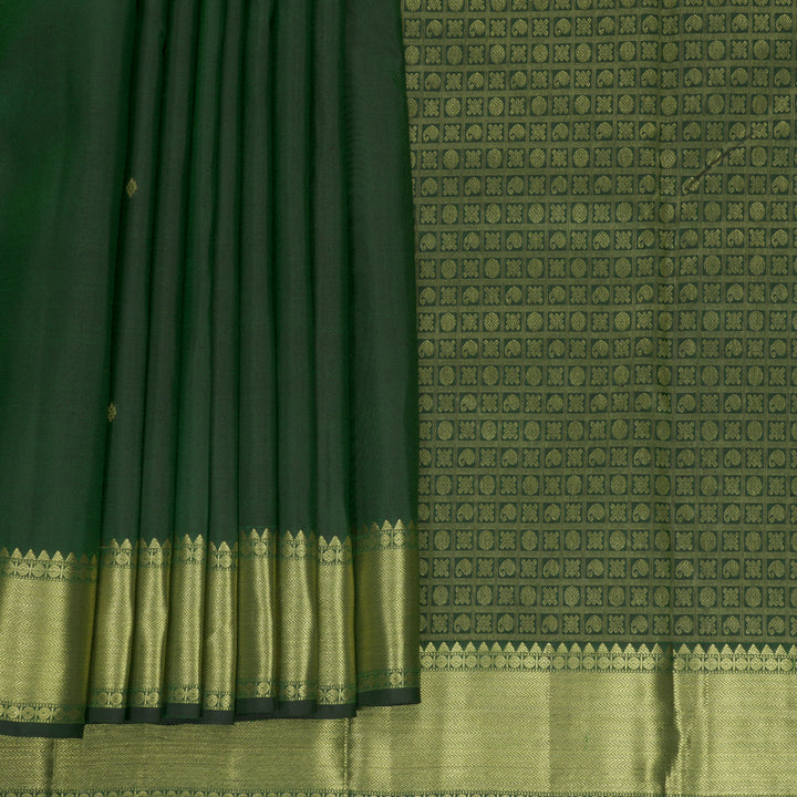 Hayagrivas Handloom Bottle Green Kanjivaram Silk Saree KBF472F1-6