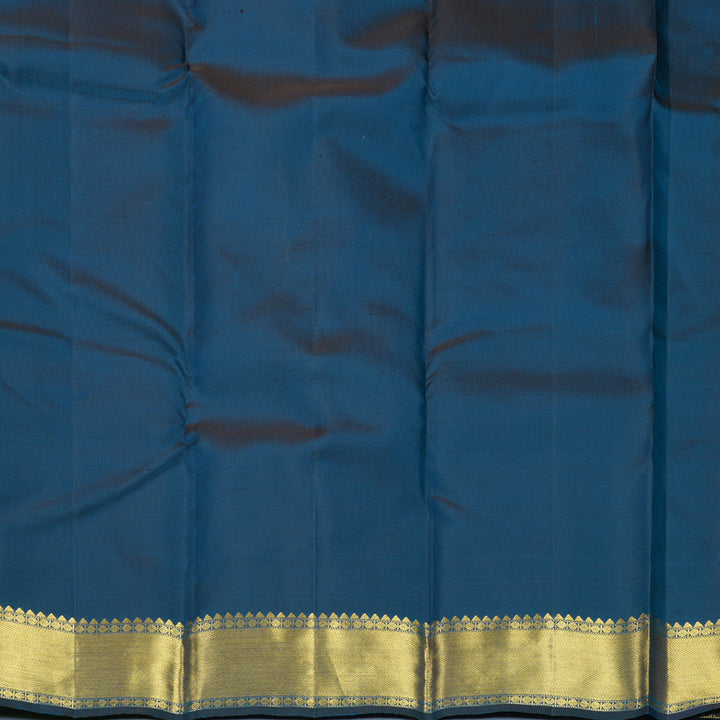 Hayagrivas Handloom Peacock Blue Kanjivaram Silk Saree KBF472F1-9