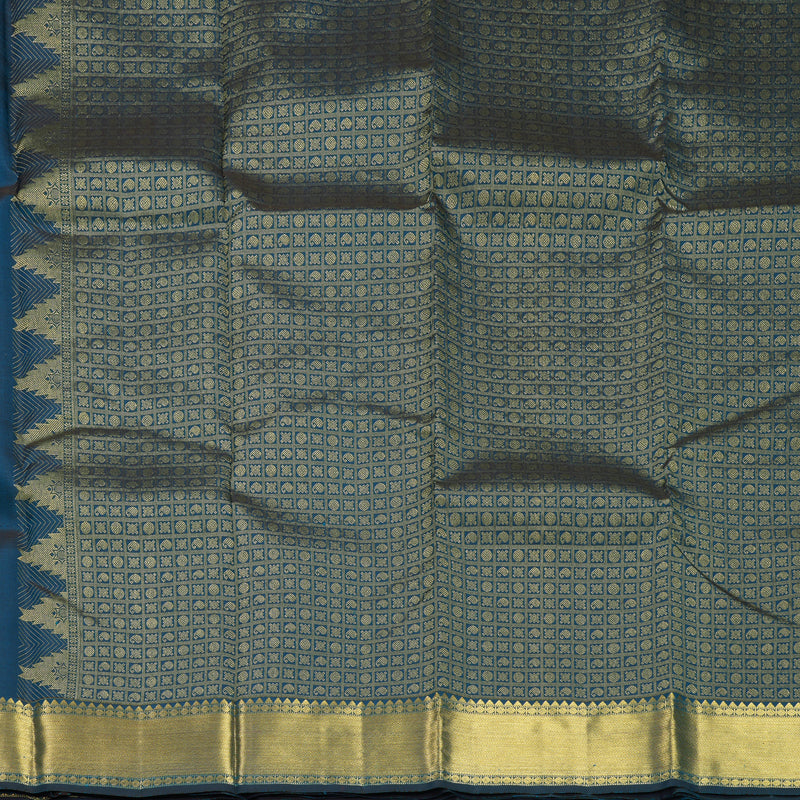 Hayagrivas Handloom Peacock Blue Kanjivaram Silk Saree KBF472F1-9
