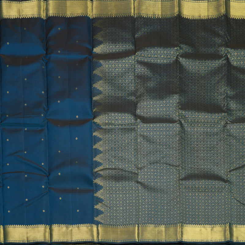 Hayagrivas Handloom Peacock Blue Kanjivaram Silk Saree KBF472F1-9