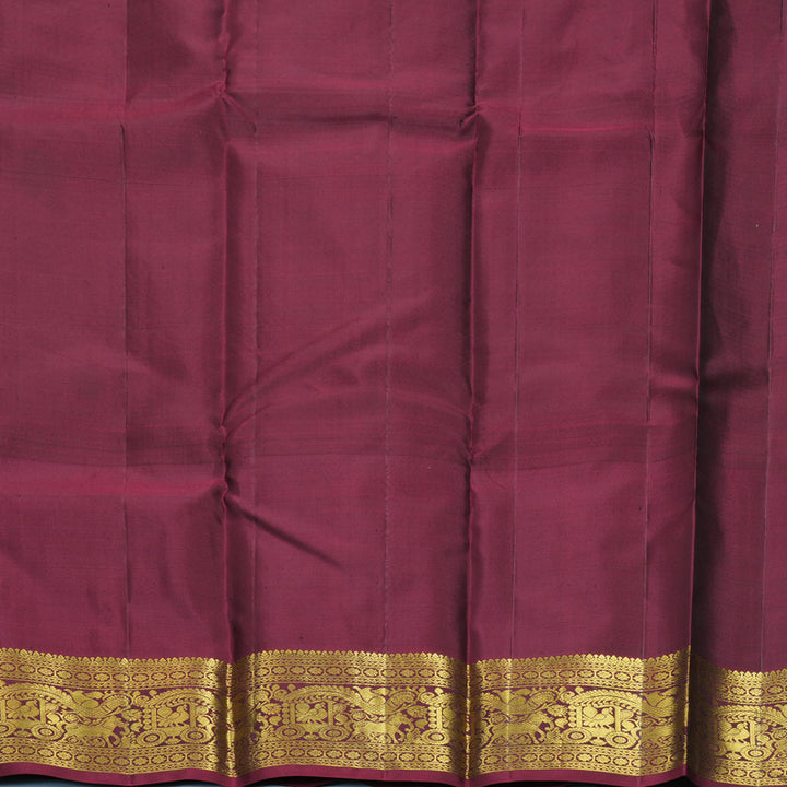 Hayagrivas Handloom Bottle Green Kanjivaram Silk Saree with Burgundy Border KBF472F6-2