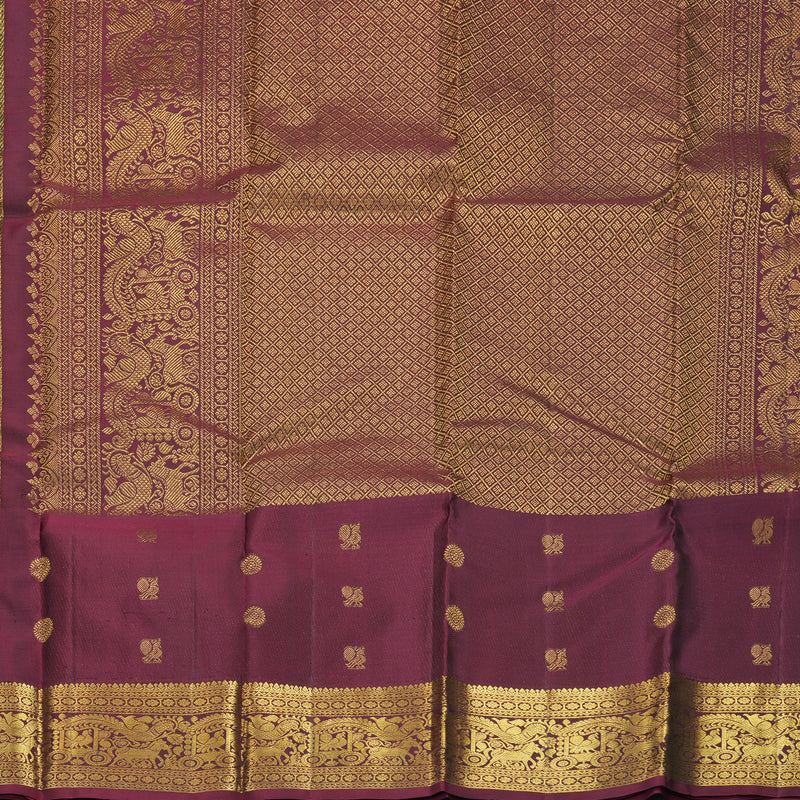 Hayagrivas Handloom Bottle Green Kanjivaram Silk Saree with Burgundy Border KBF472F6-2