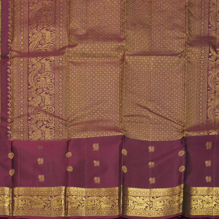 Hayagrivas Handloom Bottle Green Kanjivaram Silk Saree with Burgundy Border KBF472F6-2