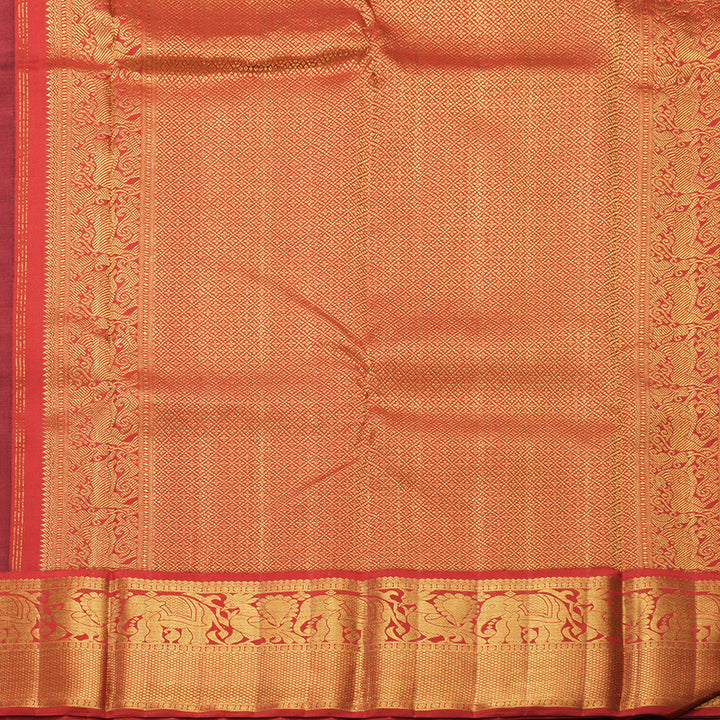Hayagrivas Handloom Deep Nagapazham Kanjivaram Silk Saree with Red Border KBF473F1-1