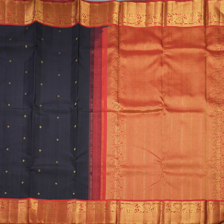 Hayagrivas Handloom Deep Nagapazham Kanjivaram Silk Saree with Red Border KBF473F1-1