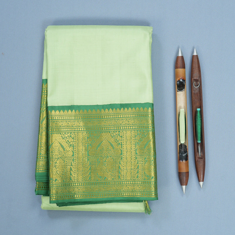 Hayagrivas Handloom Pista Green Kanjivaram Silk Saree with Green Border KBF473F2-1
