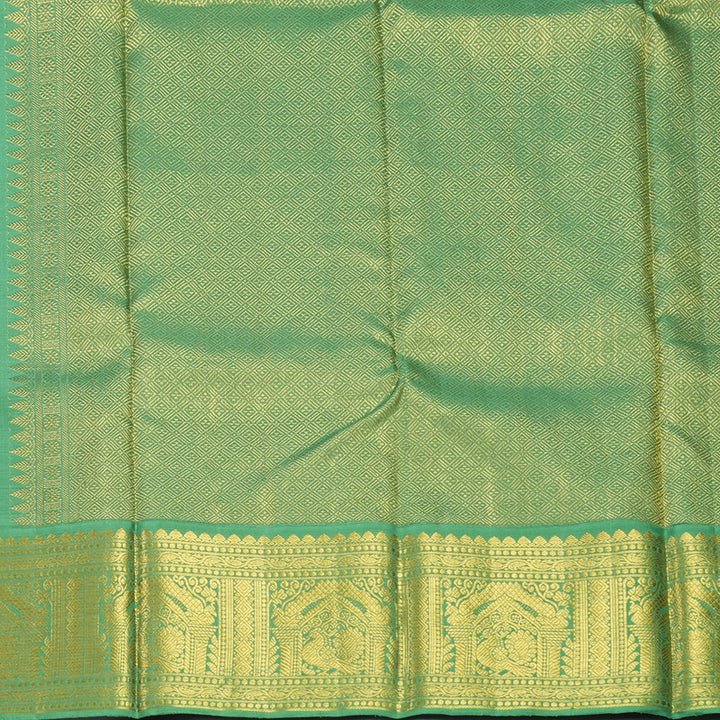 Hayagrivas Handloom Pista Green Kanjivaram Silk Saree with Green Border KBF473F2-1