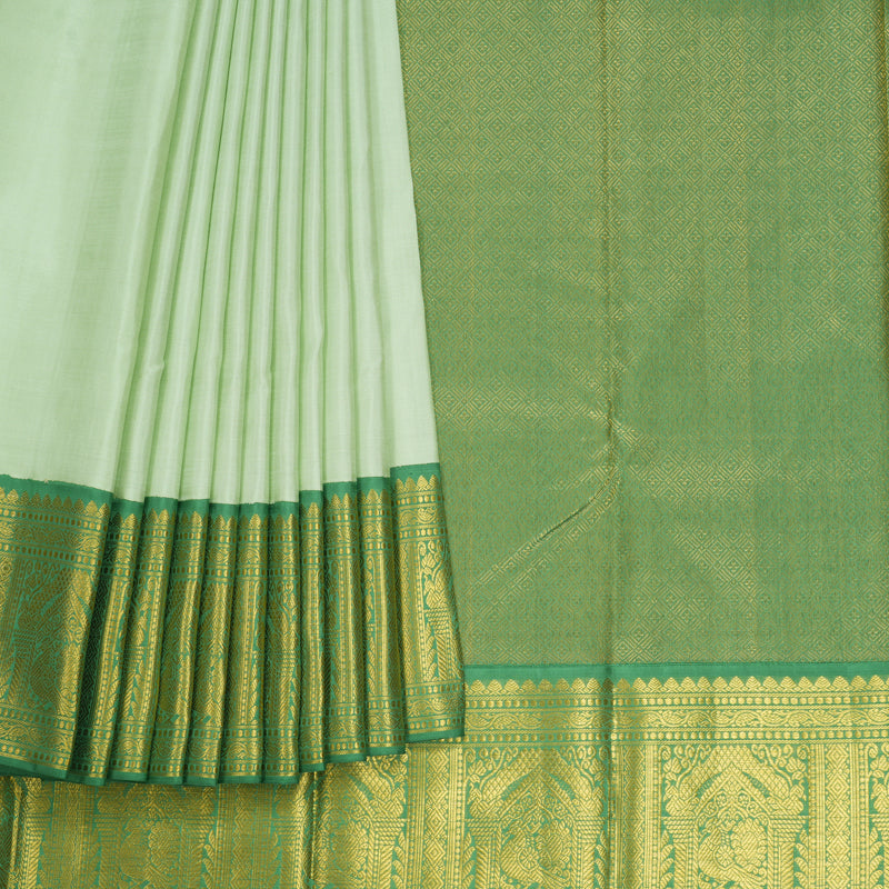 Hayagrivas Handloom Pista Green Kanjivaram Silk Saree with Green Border KBF473F2-1