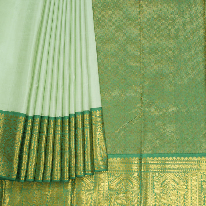 Hayagrivas Handloom Pista Green Kanjivaram Silk Saree with Green Border KBF473F2-1