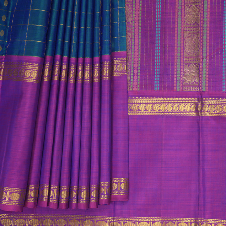 Hayagrivas Handloom Mayilkazhuthu Kanjivaram Silk Saree with Purple Border KBF474F2-1
