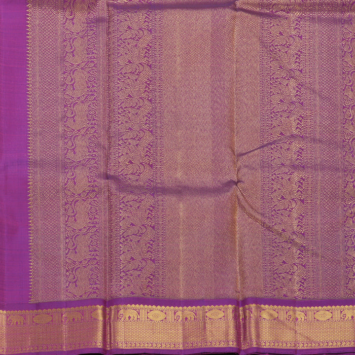 Hayagrivas Handloom Light Grey Kanjivaram Silk Saree with Purple Border KBF474F4-1