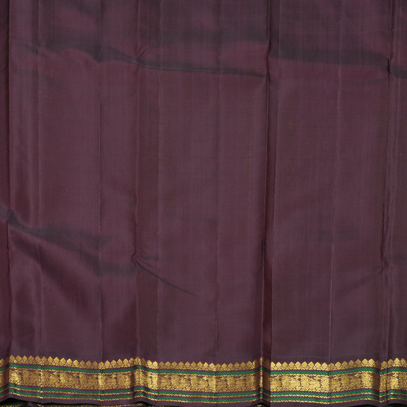 Hayagrivas Handloom Lime Green Kanjivaram Silk Saree with Plum Purple Border KBF476F1-1