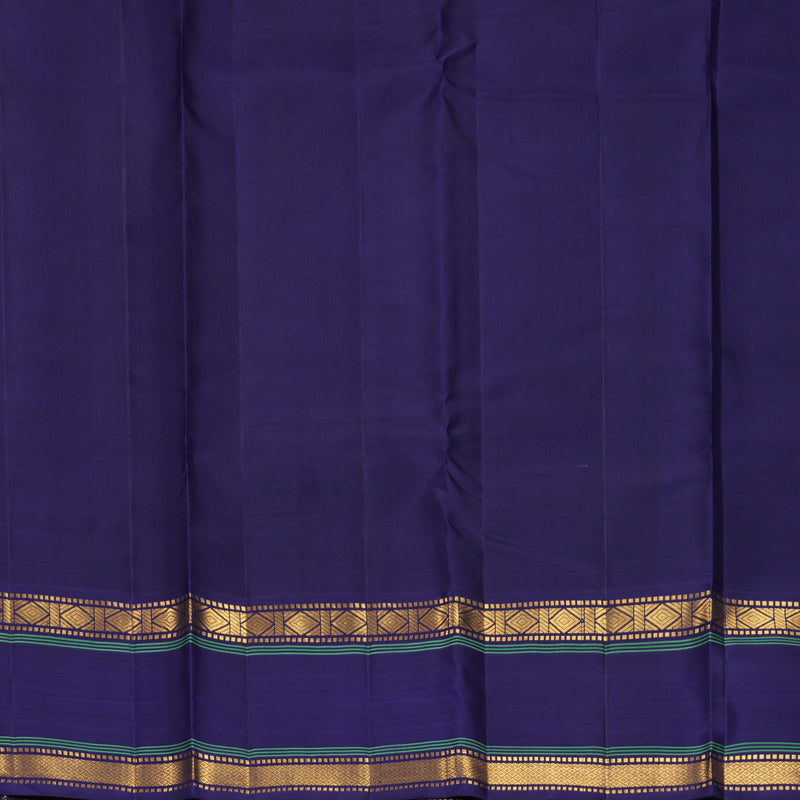 Hayagrivas Handloom Sea Green Kanjivaram Silk Saree with Navy Blue Border KBF479F1-1