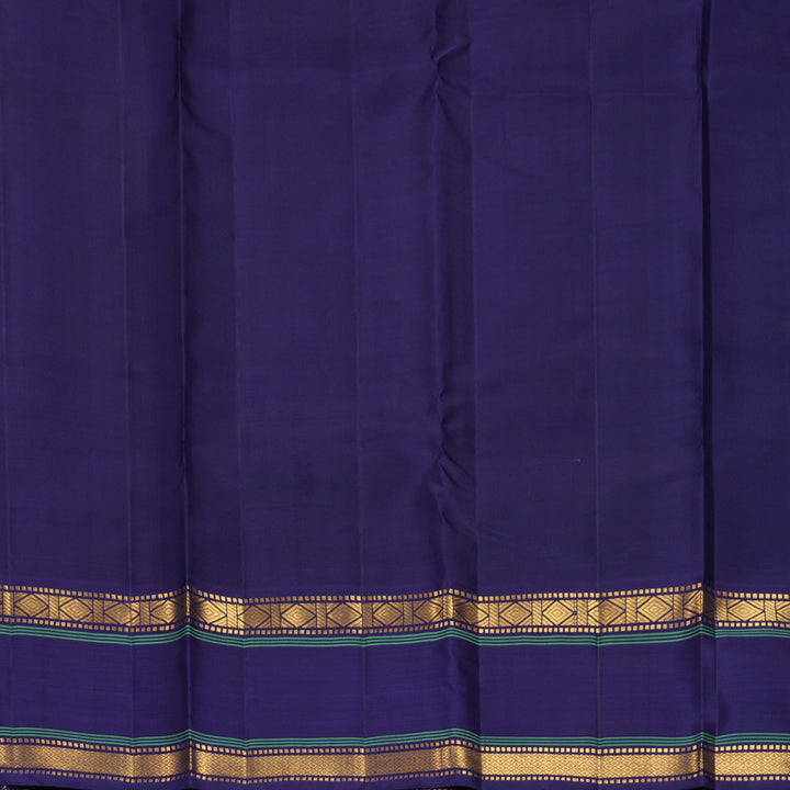 Hayagrivas Handloom Sea Green Kanjivaram Silk Saree with Navy Blue Border KBF479F1-1