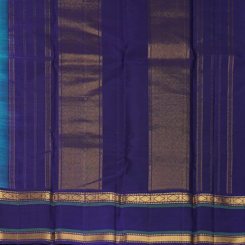 Hayagrivas Handloom Sea Green Kanjivaram Silk Saree with Navy Blue Border KBF479F1-1