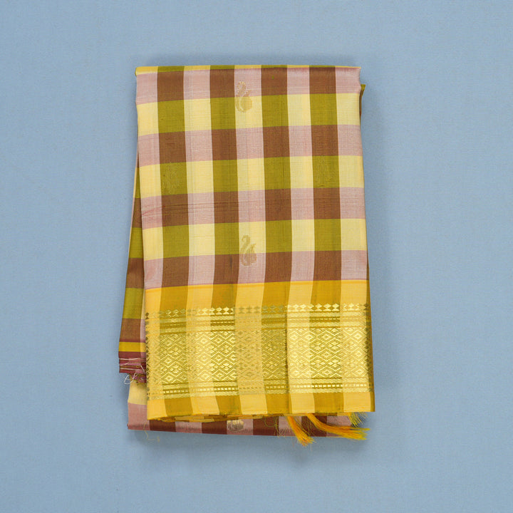 Hayagrivas Handloom Multicolour Checks Kanjivaram Silk Saree KBF47D1-5