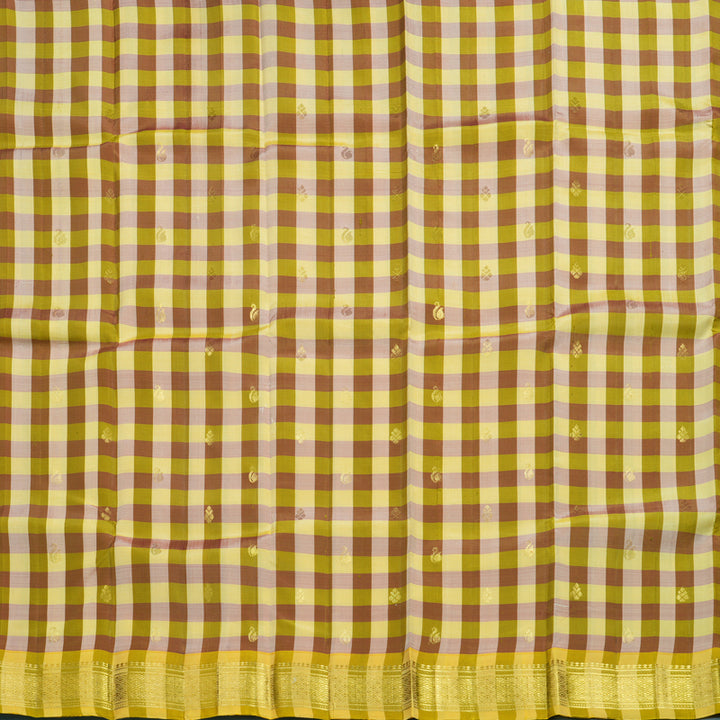 Hayagrivas Handloom Multicolour Checks Kanjivaram Silk Saree KBF47D1-5
