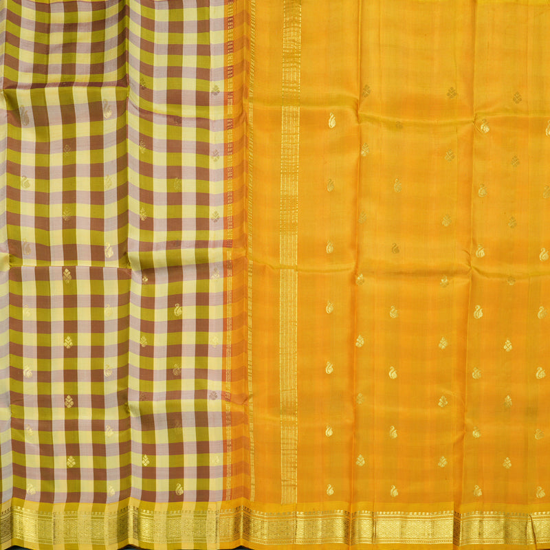 Hayagrivas Handloom Multicolour Checks Kanjivaram Silk Saree KBF47D1-5