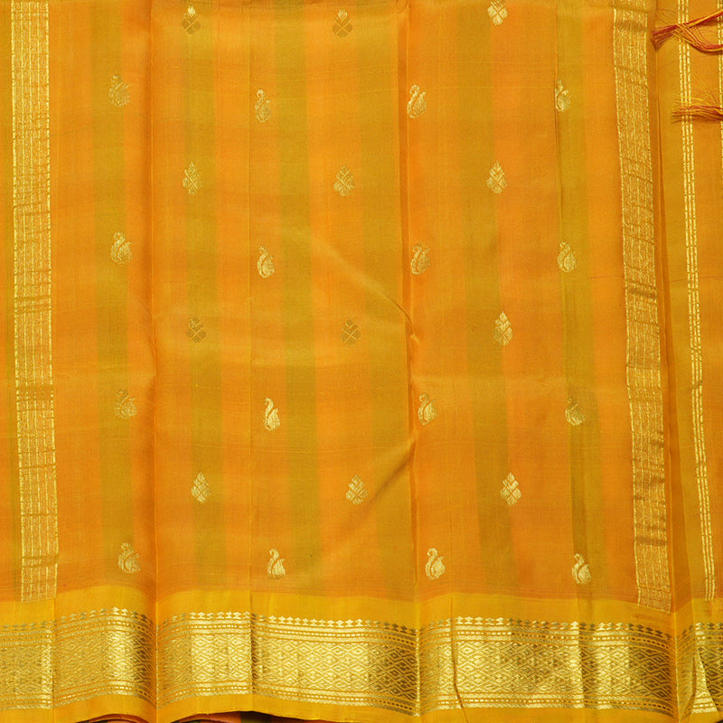 Hayagrivas Multicolour Checks Pure One-sided border Kanjivaram Silk Saree KBF47D2-2