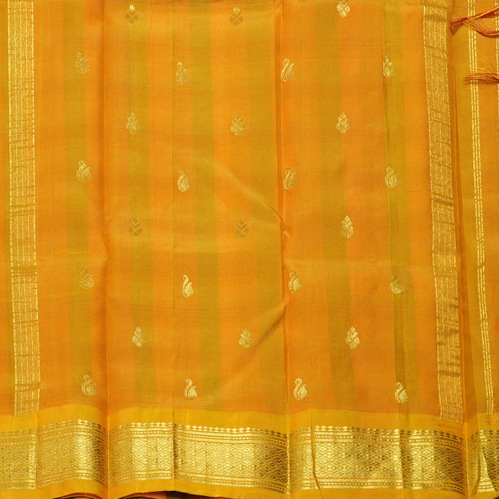 Hayagrivas Multicolour Checks Pure One-sided border Kanjivaram Silk Saree KBF47D2-2