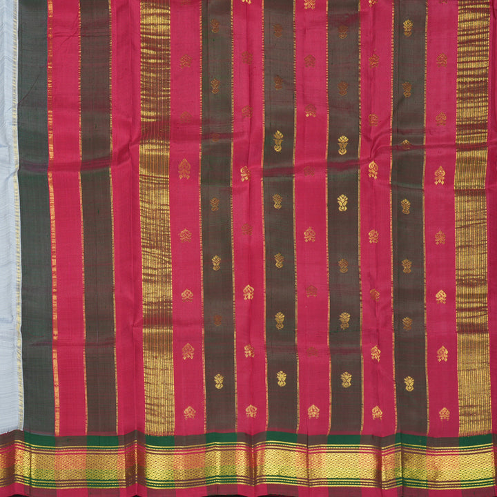 Hayagrivas Grey Pure One-sided border Kanjivaram Silk Saree KBF47D3-2