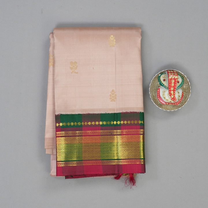 Hayagrivas Onion Pink Pure One-sided border Kanjivaram Silk Saree KBF47D3-9