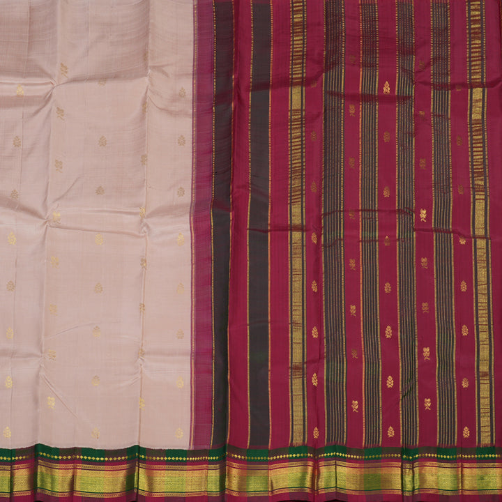 Hayagrivas Onion Pink Pure One-sided border Kanjivaram Silk Saree KBF47D3-9